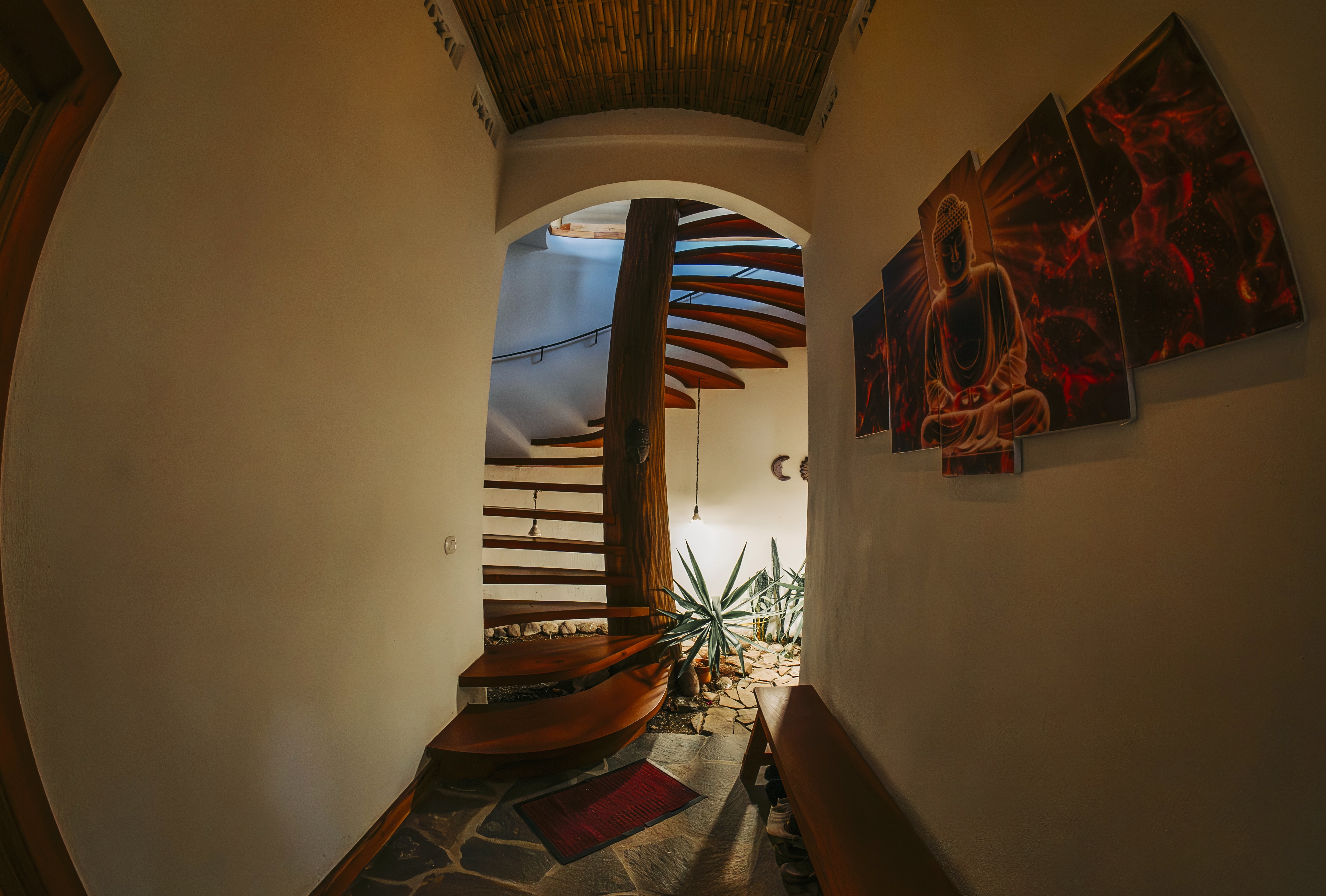 Lake Atitlán — pier, volcanic peaks