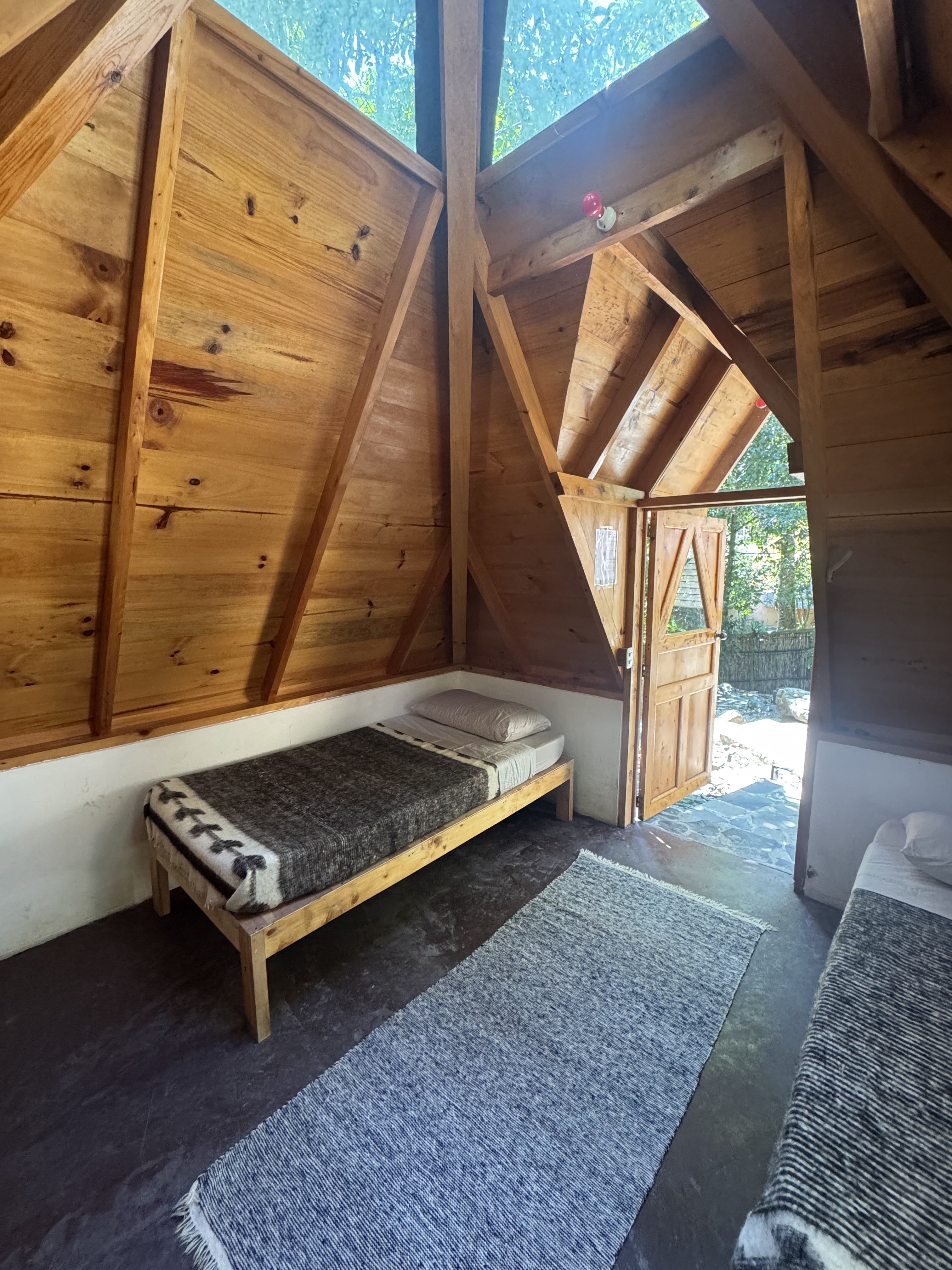 Second pyramid cabin — double-twin beds, A-frame design